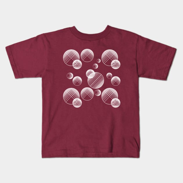 Monochrome geometric pattern with circles and lines.White on black Kids T-Shirt by KateQR